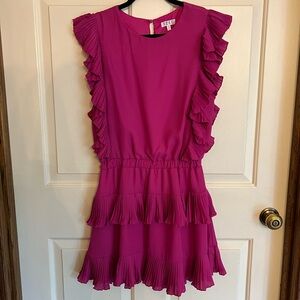 NWOT TCEC Size S Magenta Mini Flutter Dress